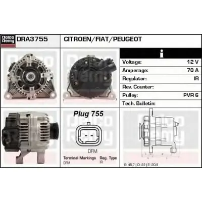 Generator/alternator DELCO REMY DRA3755
