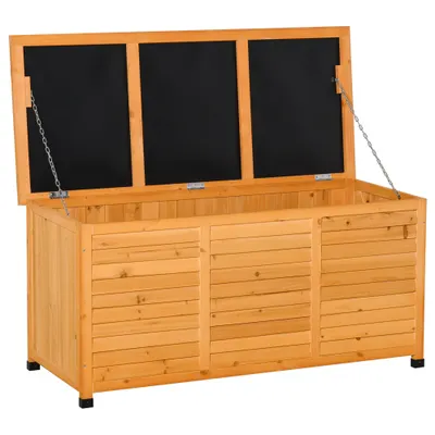 Outsunny Banca Gradina 127×56×60 cm – Lemn Alb cu Spatiu Depozitare | Aosom Romania