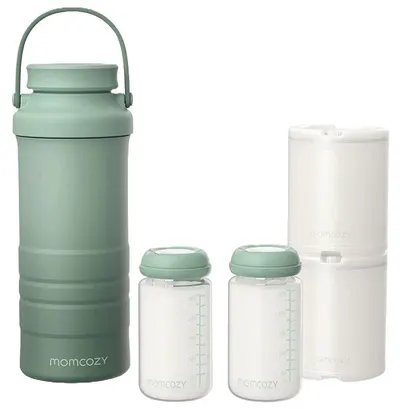 Răcitor portabil pentru laptele matern Momcozy - 325 ml, verde