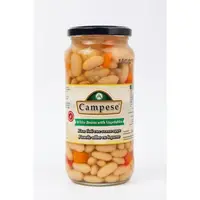 Fasole Albă Borcan Campese 540g cu Legume – Gata de Consum, Natural și Sănătos Engros