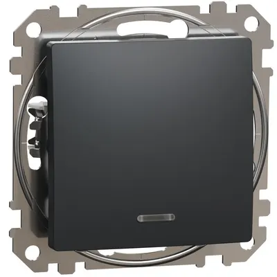 Intrerupator simplu cu indicator luminos, Schneider, SDD114101L, Sedna Design, albastru, antracit