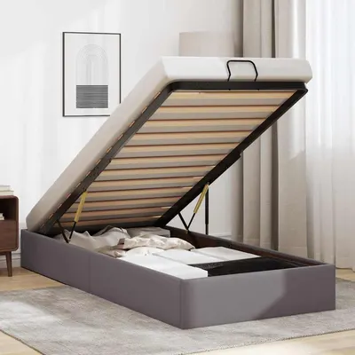 vidaXL Cadru de pat otoman fără saltea Gri 80x200 cm piele artificială