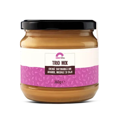 Crema de arahide migdale si caju Trio Mix, 360g, Sunday Bites