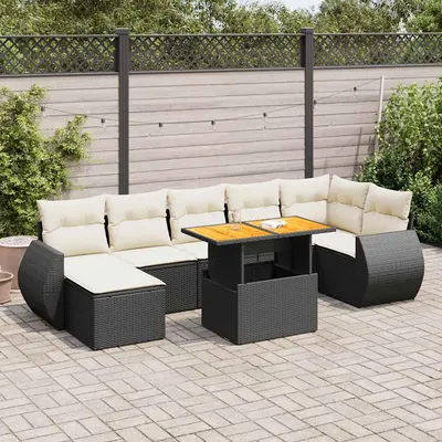 Gossi set mobilier de gradina cu perne, 8 piese, negru, poliratan