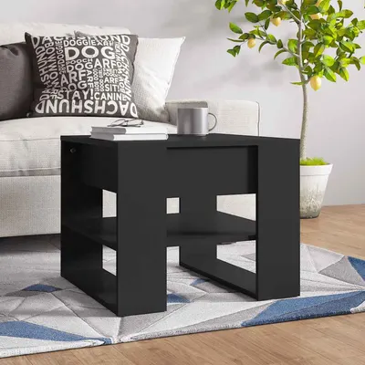 vidaXL Măsuță de cafea, negru, 55,5x55x45 cm, lemn prelucrat