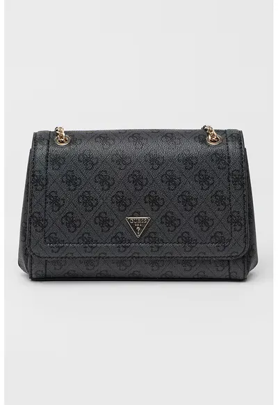 Geanta crossbody din piele ecologica cu model monograma Noelle - Gri carbune