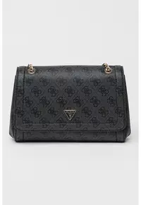 Geanta crossbody din piele ecologica cu model monograma Noelle - Gri carbune