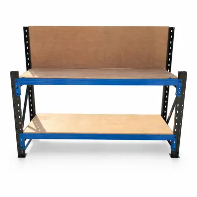 Masa de lucru industriala cu panou din placaj L2000 x D600 x H1000/1500mm -1000kg/nivel GRAY & BLUE
