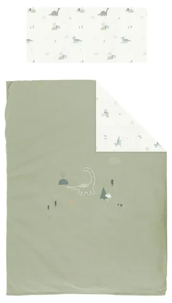 Set de lenjerie pentru pătuț Bimbidreams - Trex, 2 piese, alb/verde