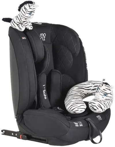 Scaun auto Moni - i-Safe, i-Size, IsoFix, 76-150 cm, negru + jucărie cadou