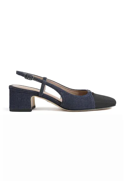 Pantofi slingback Tarra - Negru/Albastru inchis