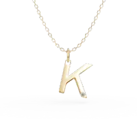 Lant cu pandantiv initiala K din aur galben cu diamant de 0.005ct