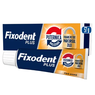 Crema adeziva Plus Strong Bite pentru proteza dentara completa si partiala, 57ml, Fixodent