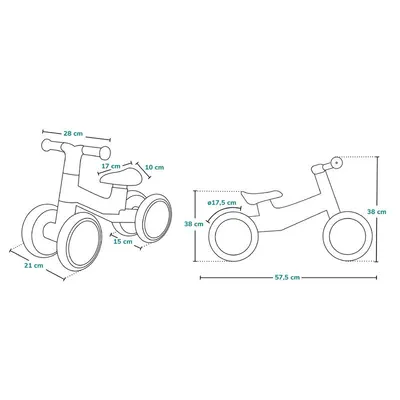 Ride-On copii fara pedale Lionelo Villy Verde turcoaz,de la 12-36 luni,roti din spuma EVA,sistem de blocare a directiei,inaltimea scaunului de la sol 26 cm, greutate maxima admisa 30 kg