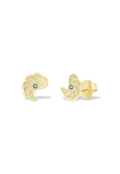 Cercei OCEAN FLOWERS cu diamante naturale albastre - aur galben 14K