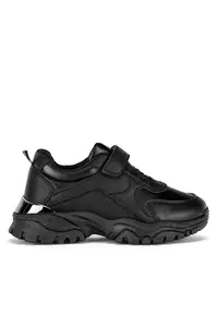 Pantofi sport copii - cu velcro - negru - piele ecologica -