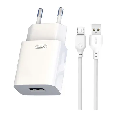 Incarcator Retea Cu Cablu microUSB XO Design L99, 12W, 2.4A, 1 x USB-A, Alb