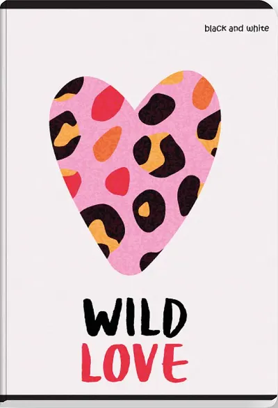 Caiet Black&White Wild Love - A5, 80 foi, rânduri largi, sortiment