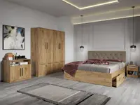 Set dormitor complet Stejar Auriu cu comoda - Madrid - C10