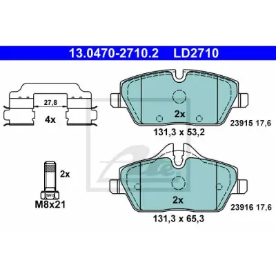Set placute frana, frana disc ATE 13.0470-2710.2