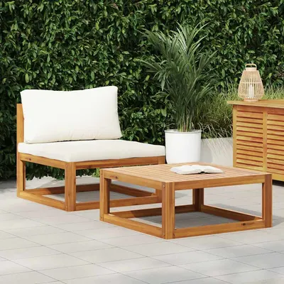 vidaXL Set canapea de grădină cu perne, 2 piese, lemn masiv de acacia