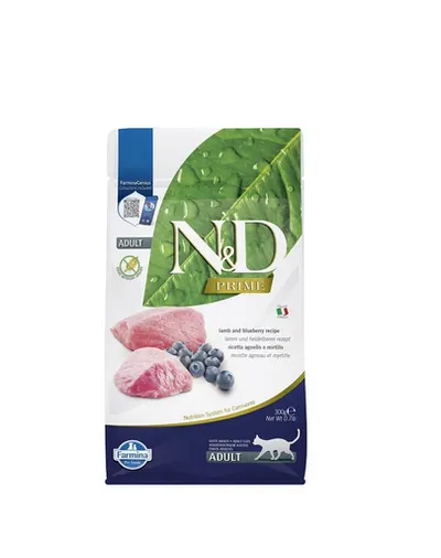 FARMINA N&D Prime Lamb & Blueberry Adult cat 300 g hrana uscata pisici adulte, miel si afine