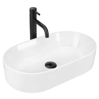 Lavoar baie cu montare pe blat 53x30 cm, alb lucios, Rea Layla
