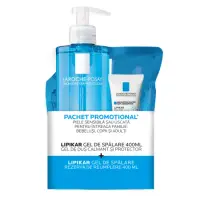 PACHET - Gel de dus calmant Lipikar si Rezerva + Balsam Lipikar Baume Light AP+M, La Roche-Posay | 400ml+400ml+15ml Gel de duș calmant pentru pielea sensibilă sau uscată Lipikar + Rezervă eco