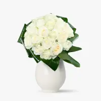 Buchet de 25 trandafiri albi