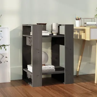 vidaXL Bibliotecă/Separator cameră, gri, 41x35x57 cm, lemn masiv pin