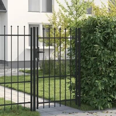 vidaXL Poartă de gard BOXTEL cu ușă simplă și vârf cu țepi, oțel, 1x1,5 m, negru