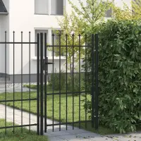 vidaXL Poartă de gard BOXTEL cu ușă simplă și vârf cu țepi, oțel, 1x1,5 m, negru