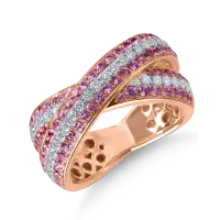 Inel din aur roz cu safire roz de 1ct si diamante de 0.4ct