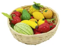 Set din lemn Goki - Fructe in cos, 16 piese