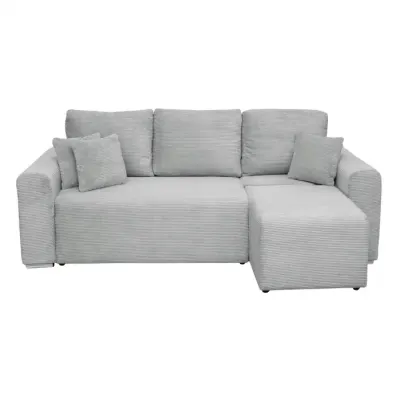 Coltar Canapea BEGA extensibil, cu arcuri si lada depozitare, colt interschimbabil, gri deschis, 240x153x80 cm