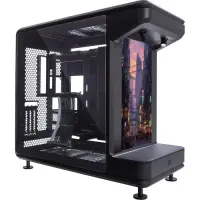 Carcasa Cooler Master MasterFrame 360 STAGE LCD, Full Tower, Sticla securizata, 93 L, PCIe 5.0 Riser incluse, 2x Spoturi ARGB, Ecran 15.6inch FHD 1080p (Negru)