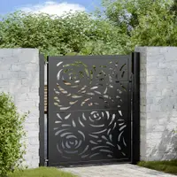vidaXL Poartă de grădină neagră 100x100 cm, oțel, design cu flacără