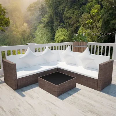 Gossi set mobilier de gradina cu perne, 4 piese, maro, poliratan