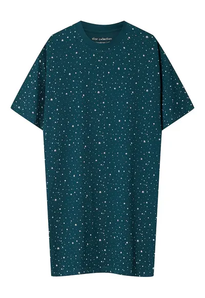 Camasa de noapte dama verde inchis - bumbac - maneca scurta