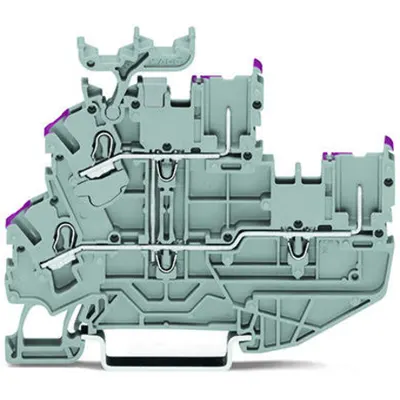 2-conductor/2-pin, double-deck carrier terminal block; 2-conductor/2-pin through terminal block; L; internal commoning; suitable for Ex nA applications; conductor entry with violet marking; for DIN-rail 35 x 15 and 35 x 7.5; 2.5 mm²; Push-in CAGE CLAMP®
