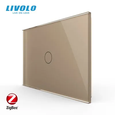 Intrerupator simplu, standard italian, wireless Protocol Zigbee, cu panou sticla, 3M Auriu