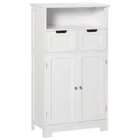 Kleankin Mobilă Baie Multifuncțională cu 2 Uși și Etajeră, 2 Sertare Reglabile, Dimensiuni 60x30x108.8cm, Alb Elegant | Aosom România