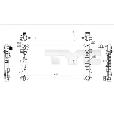 Radiator, racire motor TYC 721-0014