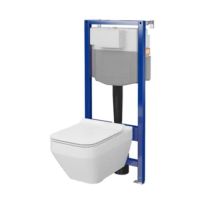 Set rezervor wc incastrat cu vas Wc patrat si capac duroplast, Cersanit Crea CleanO