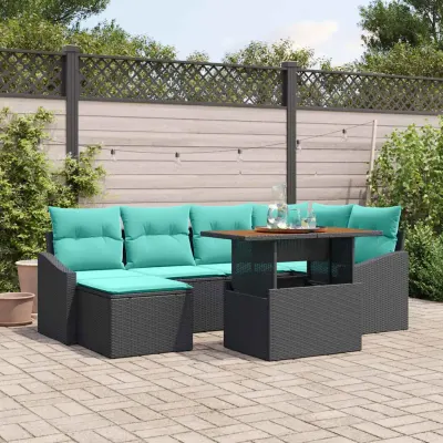 vidaXL Set de canapele pentru grădină 7 buc. Negru și Teal
