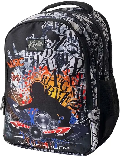 Ghiozdan școlar Kaos 2 în 1 - Urban sound, cu 4 compartimente