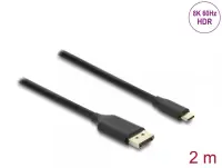 Cablu USB Type C la DisplayPort (DP Alt Mode) 8K60Hz cu HDR T-T 2m Negru, Delock 80165