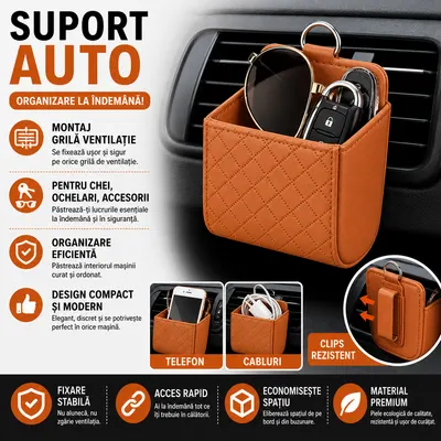 Suport auto universal, montare grila ventilatie, Maro