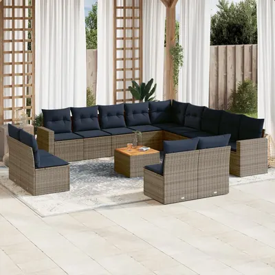 Gossi set mobilier de gradina cu perne, 14 piese, gri, poliratan