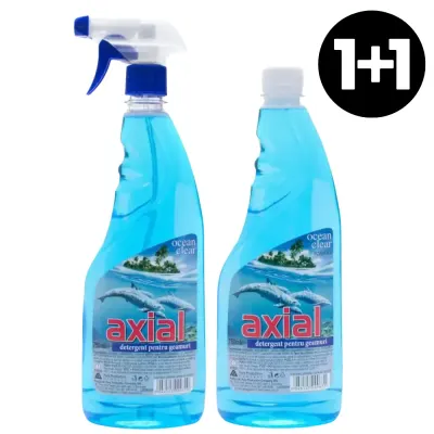 PROMO Axial Solutie curatat geamuri cu pompa + Rezerva 750 ml Ocean Clear
